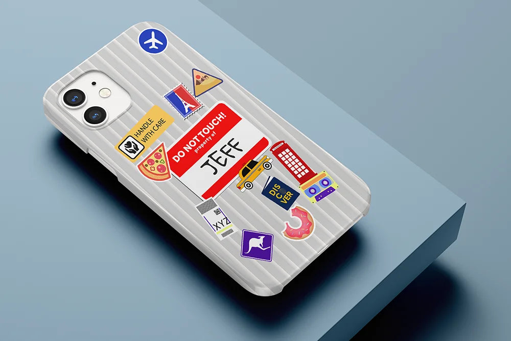 Carcasa personalizada iPhone con un diseño de viaje y un nombre