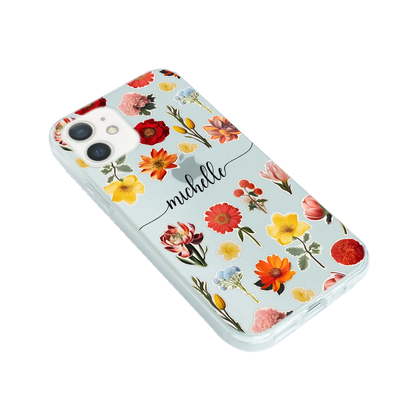 Blomsterklistermærker - Brugerdefineret iPhone-etui